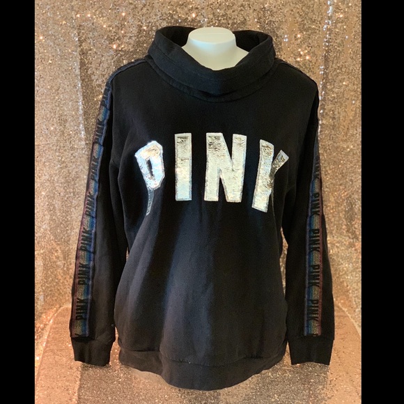 ✨✨PINK Cowl Neck Flip Bling Pullover Sweatshirt ✨✨ - Picture 3 of 11